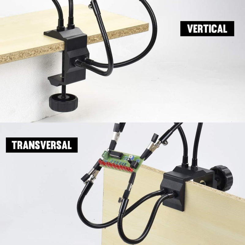 NOEVSBIG Helping Hands Soldering Third Hand Tools - 4 Arms with Adjustable Vise Table Desk Clamp Base for Electronics Repair Assembly Painting Jewelry DIY Arts Craft Hobby - Image 4